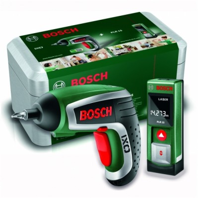 Набор лазерный дальномер Bosch PLR 15 + шуруповерт Bosch IXO